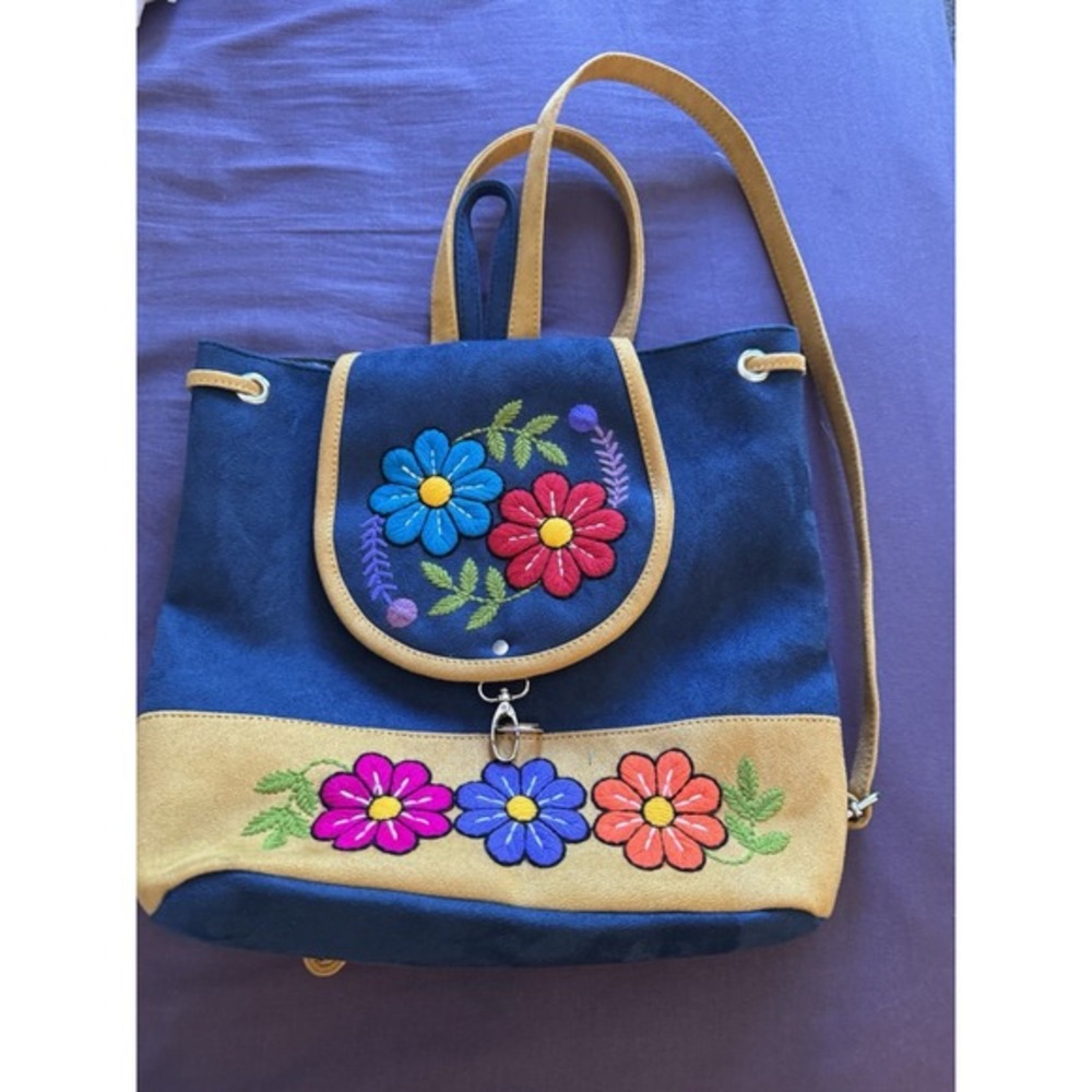 Floral Leather Back Pack New No‎ Tags